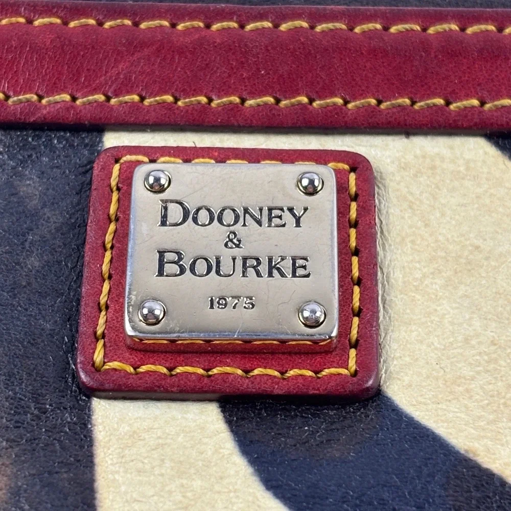 Dooney & Bourke Wristlet Women Small Zebra Tan Red Leather Clutch Bag